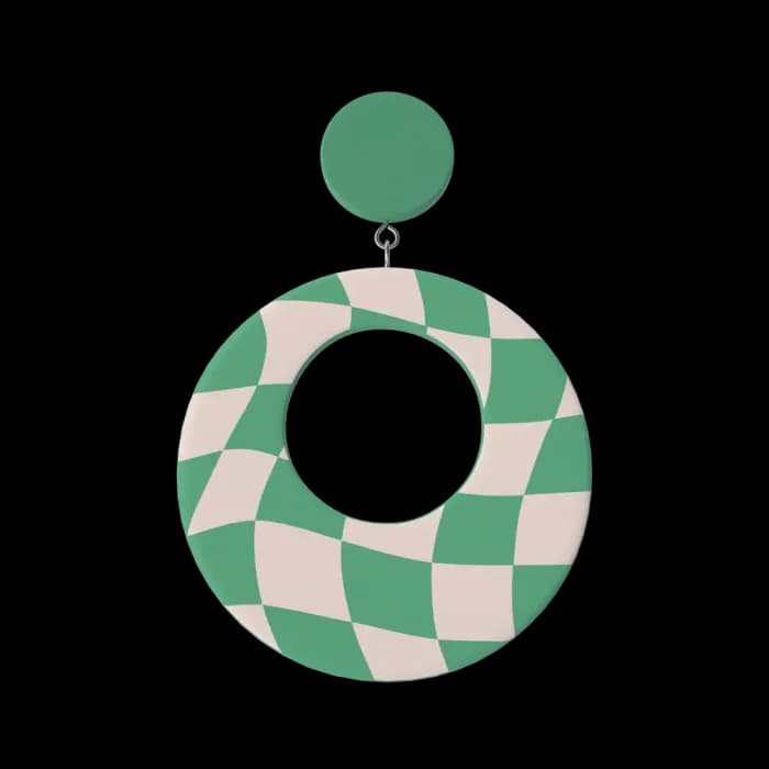 Green Oval Earring - White